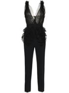 Roland Mouret Almendro V-neck Mesh Detail Jumpsuit - Black