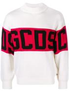 Gcds Logo Stripe Sweater - White