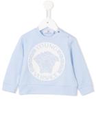 Young Versace - Medusa Logo Print Sweatshirt - Kids - Cotton/spandex/elastane - 12 Mth, Blue