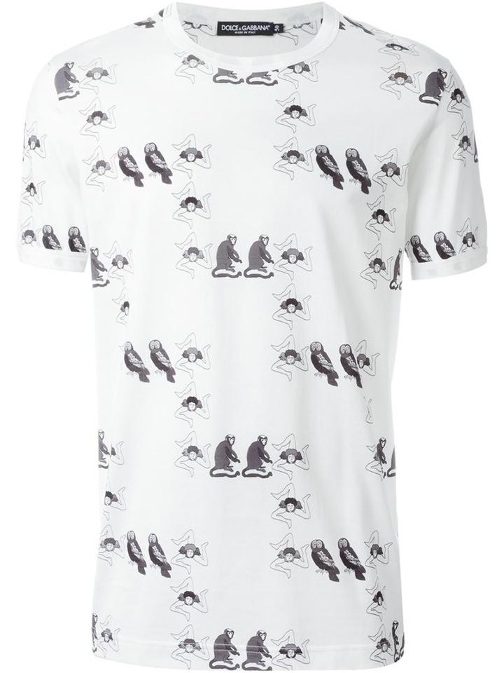 Dolce & Gabbana Monkey And Owl Print T-shirt