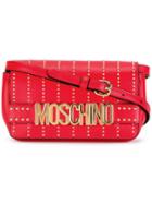 Moschino Studded Crossbody Bag, Women's, Red, Calf Leather