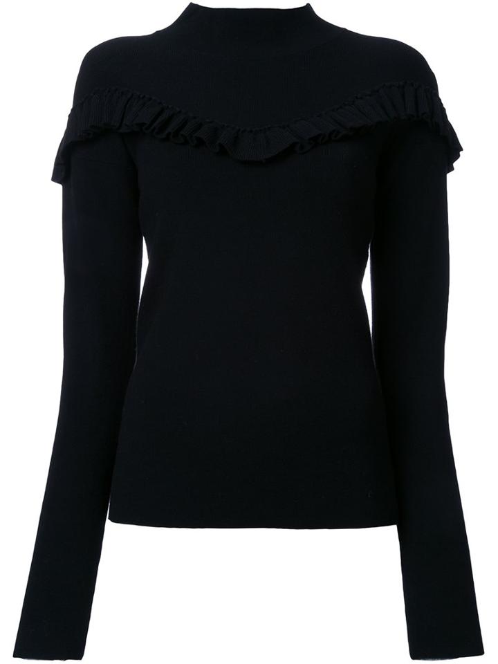 Le Ciel Bleu Ruffle Detail Jumper, Women's, Size: 36, Black, Polyester/rayon