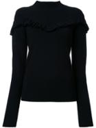 Le Ciel Bleu Ruffle Detail Jumper, Women's, Size: 36, Black, Polyester/rayon