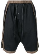 Joe Chia Two Tone Drop-crotch Shorts - Black