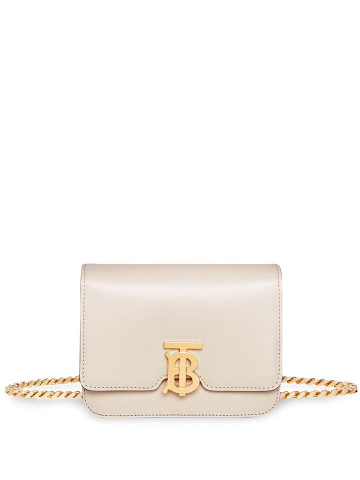 Burberry Leather Belted Tb Bag - White