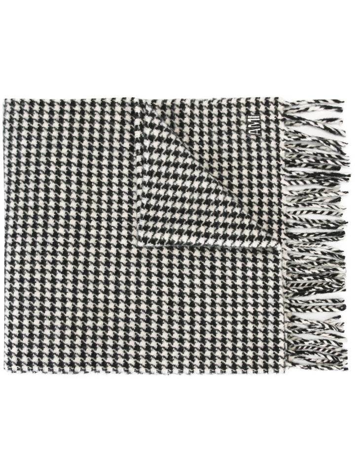 Ami Alexandre Mattiussi - Houndstooth Scarf - Men - Virgin Wool - One Size, Black, Virgin Wool