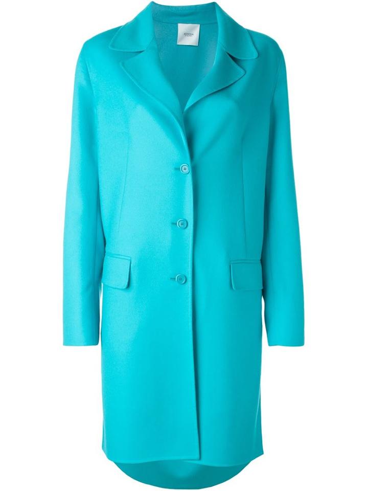 Agnona Single Breasted Coat, Women's, Size: 50, Blue, Cupro/wool