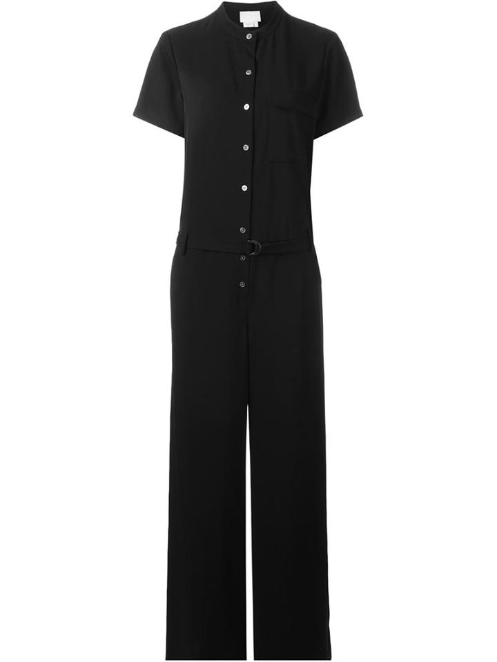 Dkny Shortsleeved Jumpsuit, Women's, Size: M, Black, Triacetate
