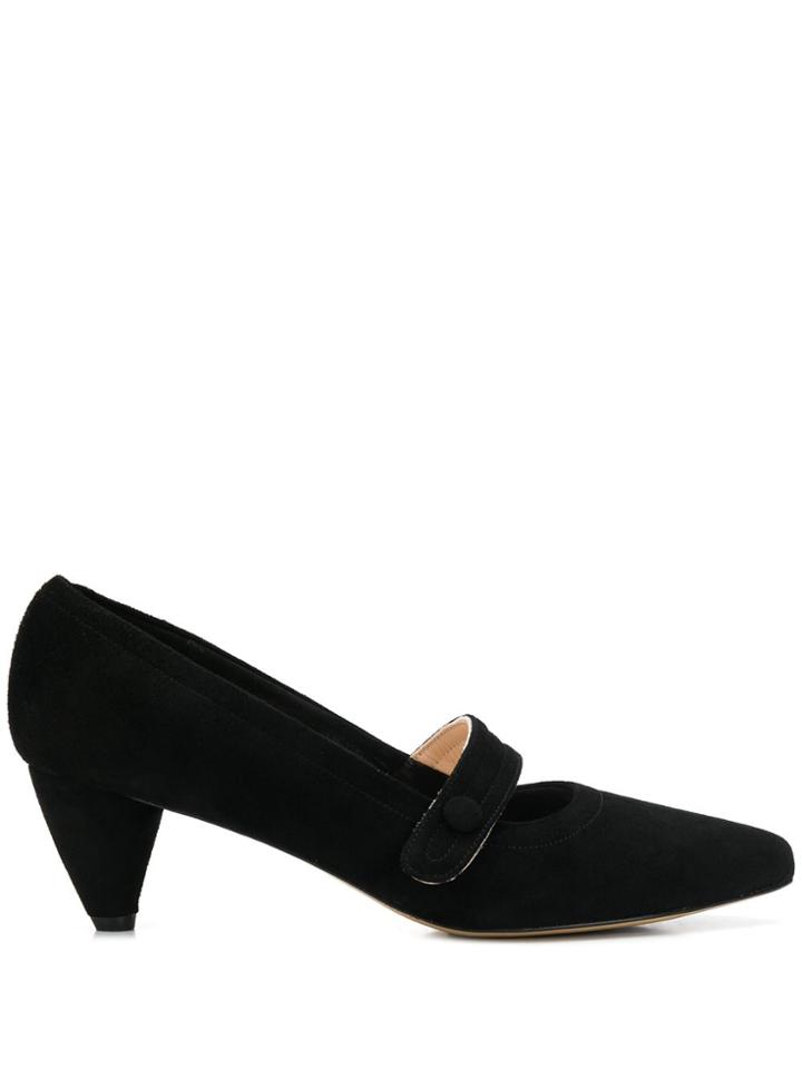 Lenora Pointed Strap-detail Pumps - Black