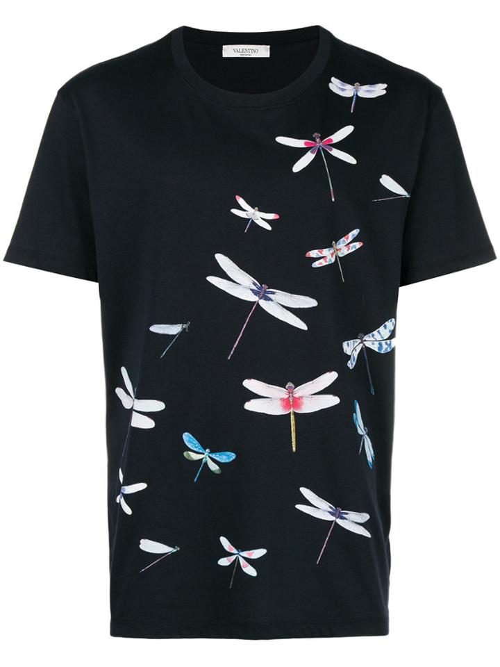 Valentino Dragon Fly Print T-shirt - Blue