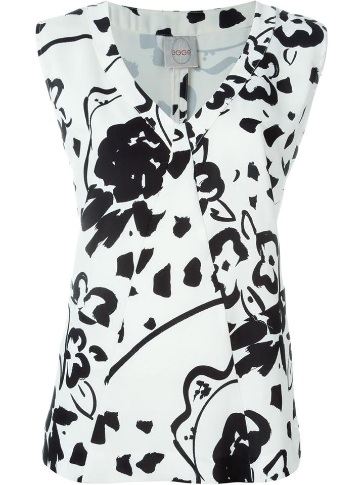 Eggs Floral Print V-neck Blouse