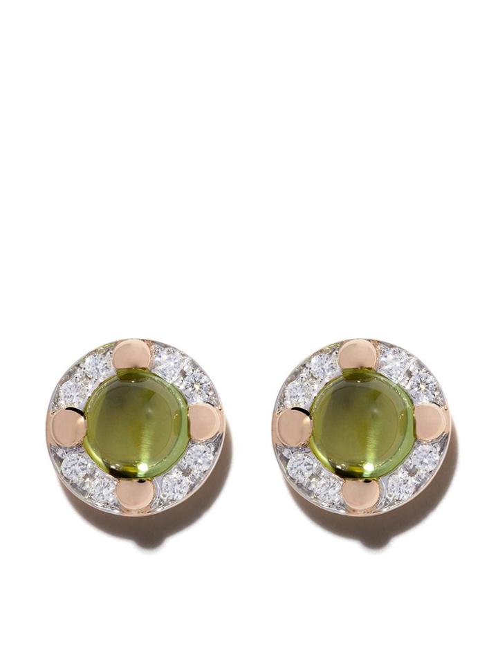 Pomellato 18kt Rose Gold M'ama Non M'ama Peridot And Diamond Earrings