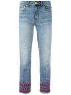 Tory Burch - Embroidered Cropped Jeans - Women - Cotton/polyester/spandex/elastane - 31, Blue, Cotton/polyester/spandex/elastane