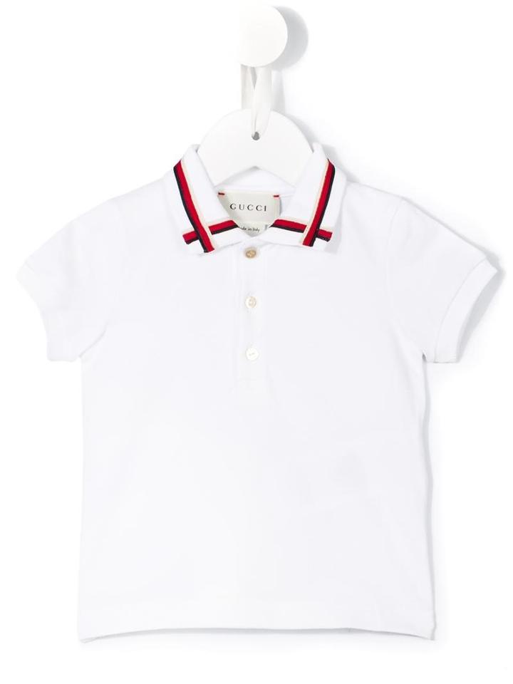 Gucci Kids Web Trim Polo Shirt, Boy's, Size: 18-24 Mth, White