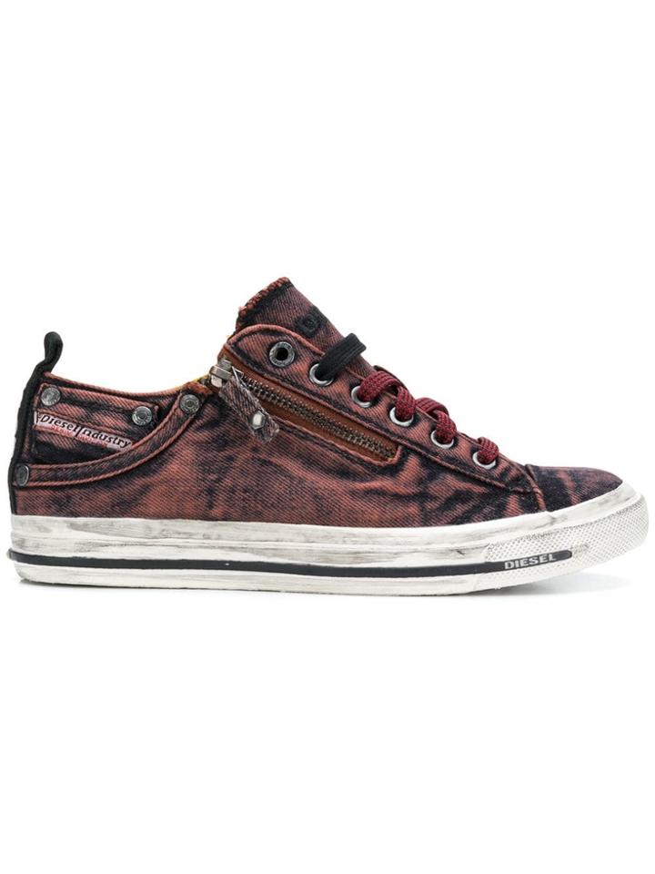 Diesel Jeans Effect Low Top Sneakers - Red