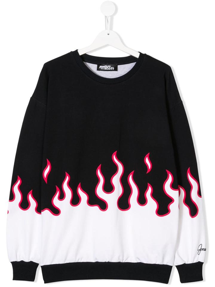 Jeremy Scott Junior Teen Flame Print Sweatshirt - Black