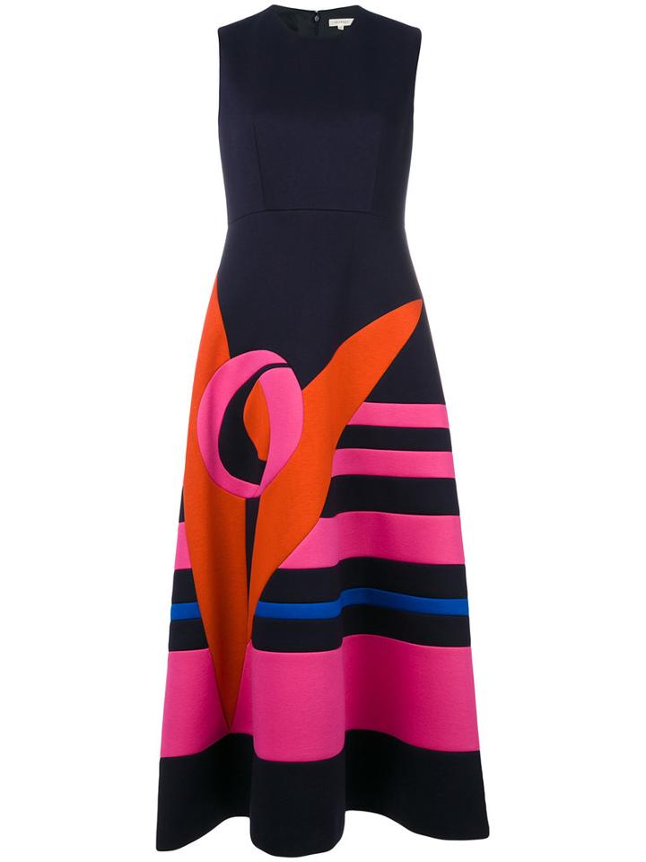 Delpozo - Printed Flared Dress - Women - Viscose/acetate - 42, Blue, Viscose/acetate