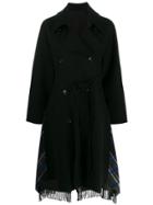 Juun.j Back Fringe Maxi Coat - Black