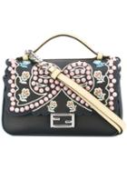 Fendi - Embroidered 'double Micro Baguette' Bag - Women - Calf Leather - One Size, Black, Calf Leather