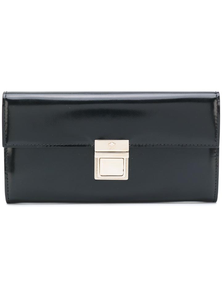 Versace Square Clasp Wallet - Black