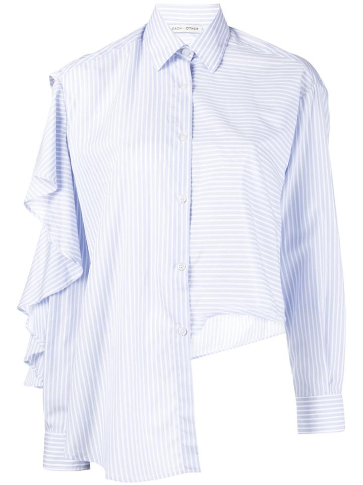 Each X Other Ruffled Striped Shirt - Blue