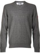 Comme Des Garçons Play Mini Heart V-neck Sweater, Men's, Size: Large, Grey, Wool
