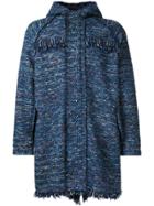 Coohem Tweed Hooded Coat - Blue