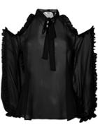 Msgm Frill Cold Shoulder Blouse - Black