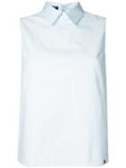 Jil Sander Navy Sleeveless Blouse, Size: 40, Green, Cotton/spandex/elastane