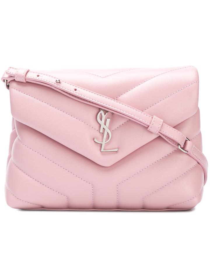 Saint Laurent Quilted Logo Shoulder Bag - Pink & Purple