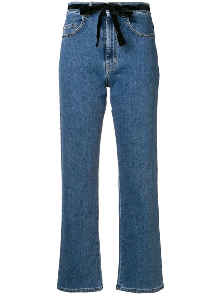 Isa Arfen Cropped Straight Leg Jeans - Blue