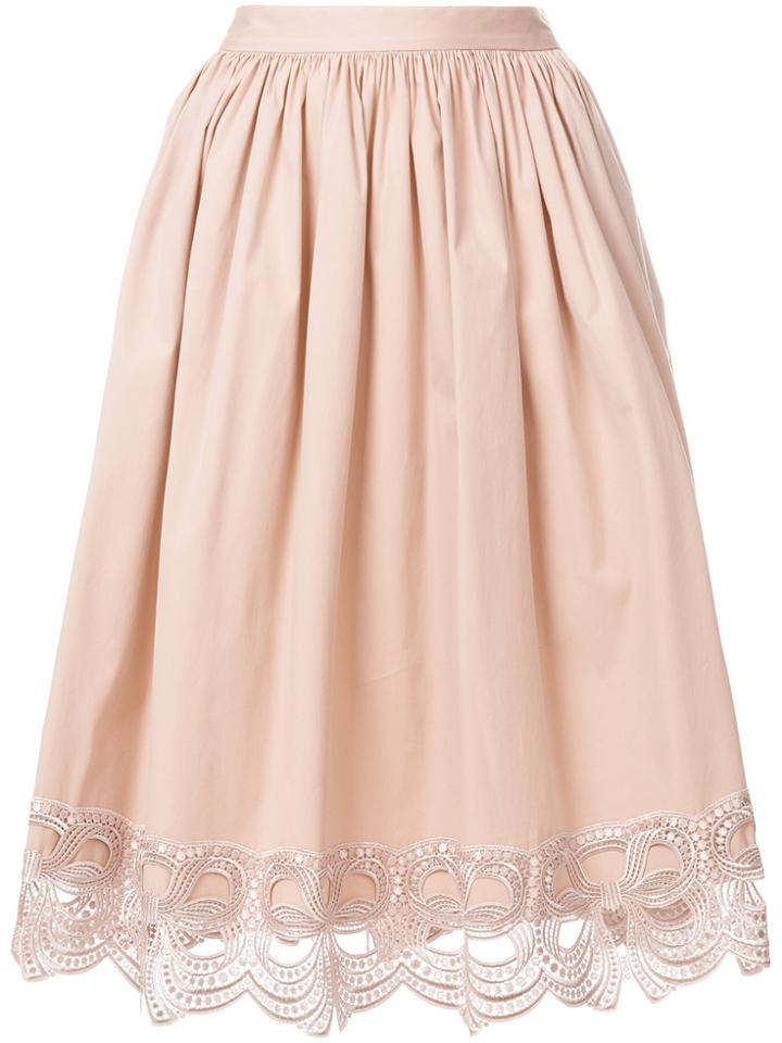 Blumarine Decorative Trim Midi Skirt - Nude & Neutrals