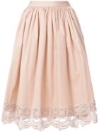 Blumarine Decorative Trim Midi Skirt - Nude & Neutrals