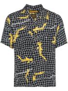 Neighborhood Shark Aloha Print Short Sleeve Shirt - Black