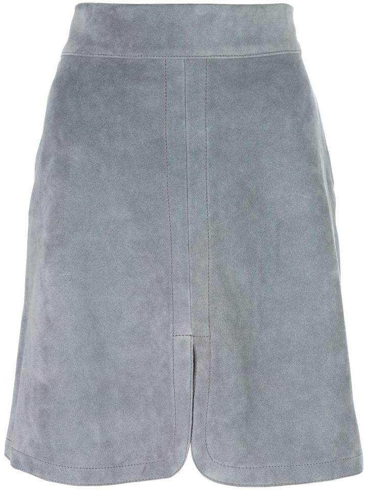 See By Chloé Front Slit Skirt, Women's, Size: 38, Grey, Calf Suede