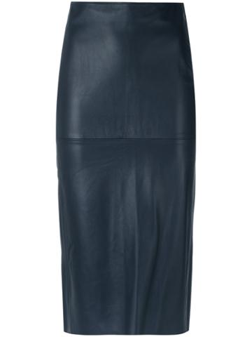 Giuliana Romanno - Midi Skirt - Women - Leather - 38, Blue, Leather