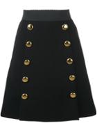 Dolce & Gabbana Double Breasted Skirt, Women's, Size: 40, Black, Silk/spandex/elastane/virgin Wool