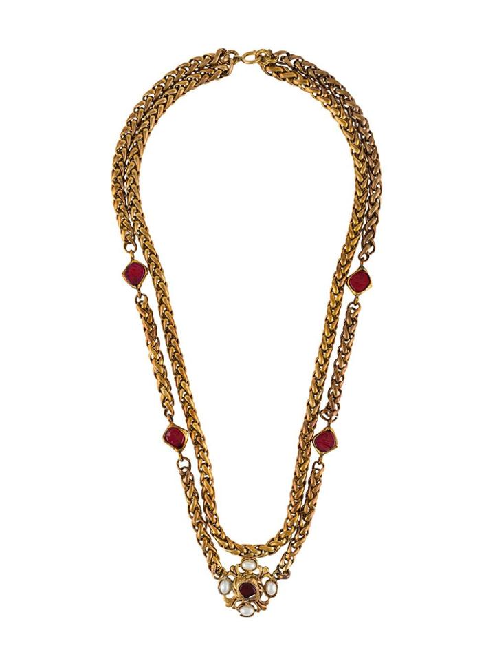 Chanel Pre-owned 1980s Double Chain Necklace - Gold