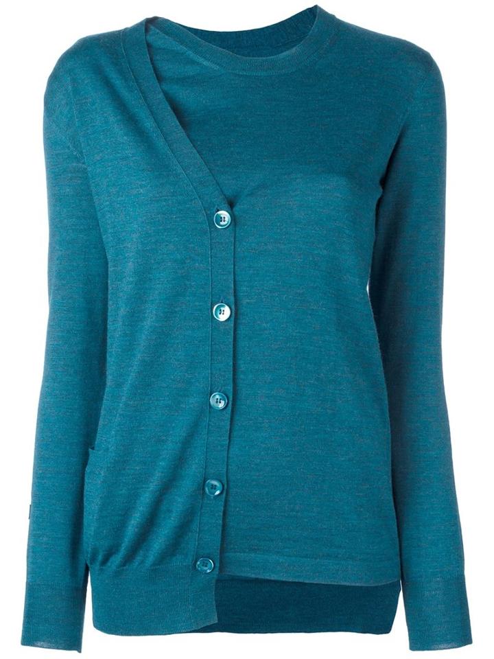Maison Margiela Wrap-around Asymmetric Pullover, Women's, Size: Medium, Blue, Wool