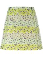 Giamba Floral Jacquard Mini Skirt, Women's, Size: 40, Yellow/orange, Cotton/polyester/viscose