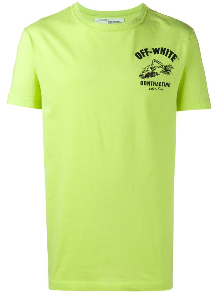 Off-white - 'contracting' Printed T-shirt - Men - Cotton - Xs, Green, Cotton
