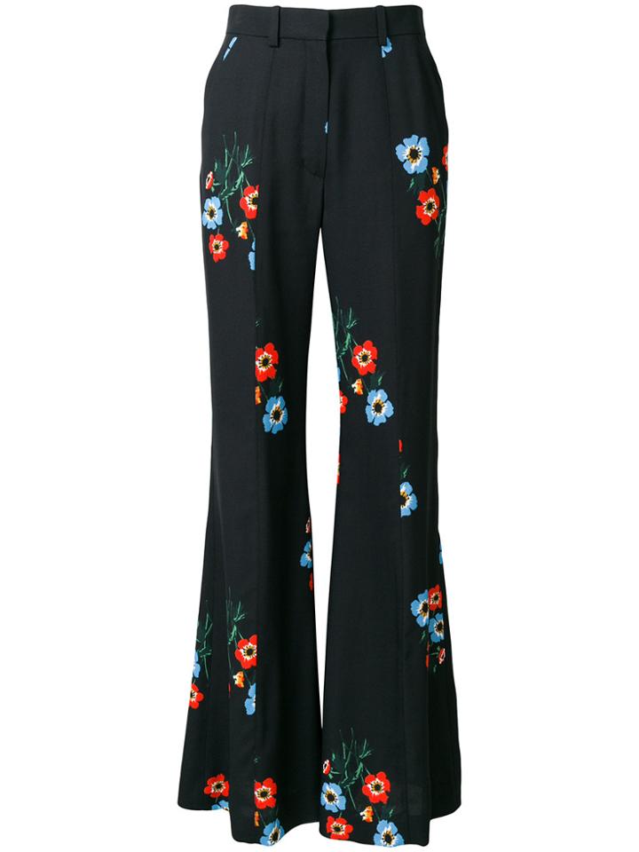Sonia Rykiel Floral Print Flared Trousers - Black
