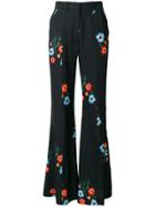 Sonia Rykiel Floral Print Flared Trousers - Black