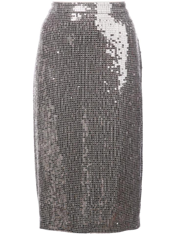 Alice+olivia Embell Sequin Pencil Skirt - Grey