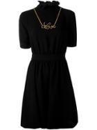 Love Moschino Love Neck Chain Dress, Women's, Size: 44, Black, Polyester