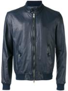 Jacob Cohen - Leather Bomber Jacket - Men - Cotton/leather/viscose - 54, Blue, Cotton/leather/viscose