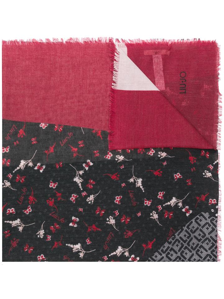 Liu Jo Frayed Hem Printed Scarf - Red