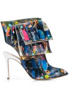 Natasha Zinko Printed Pocketed Ankle High Heel Boots Emoji Line -