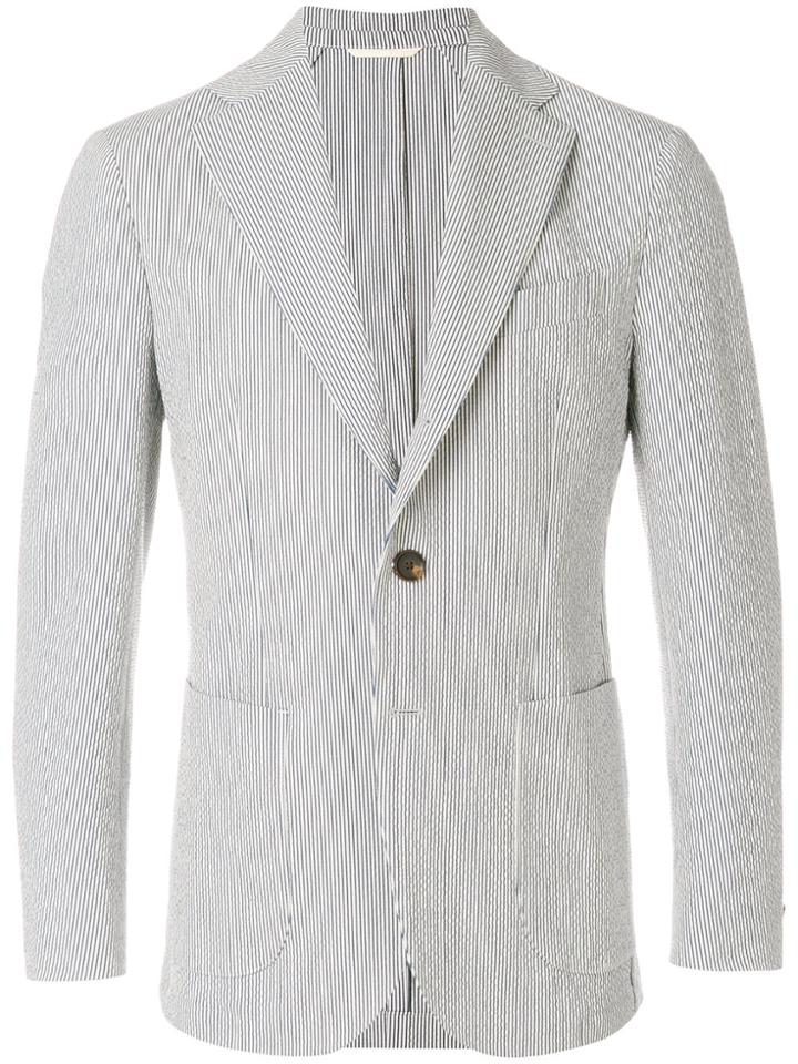 Doppiaa Pinstripe Slim Fit Blazer - Blue
