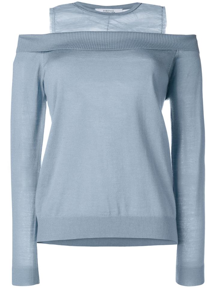 Dorothee Schumacher Sleeveless Jumper With Ruched Organza Neck - Blue
